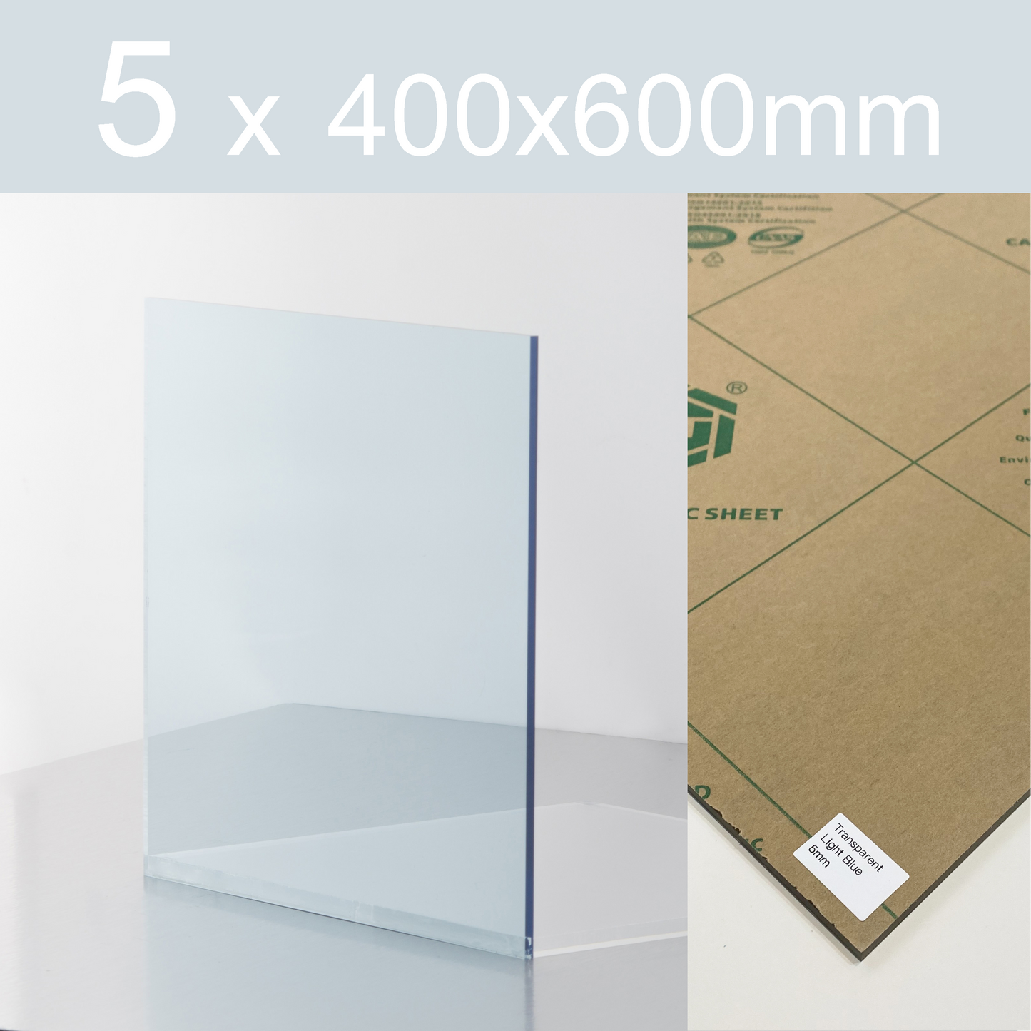 Transparent Light Blue acrylic | Paper protection film