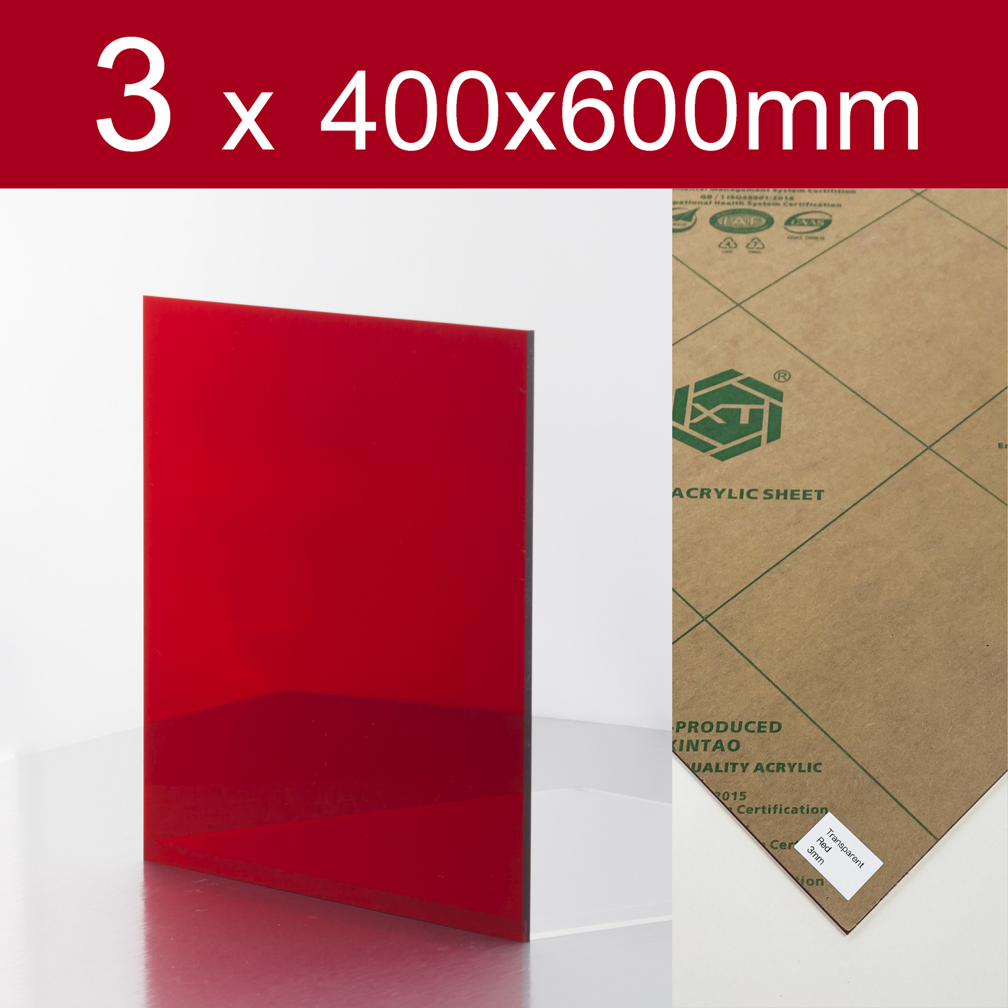 Transparent Red acrylic | Paper protection film