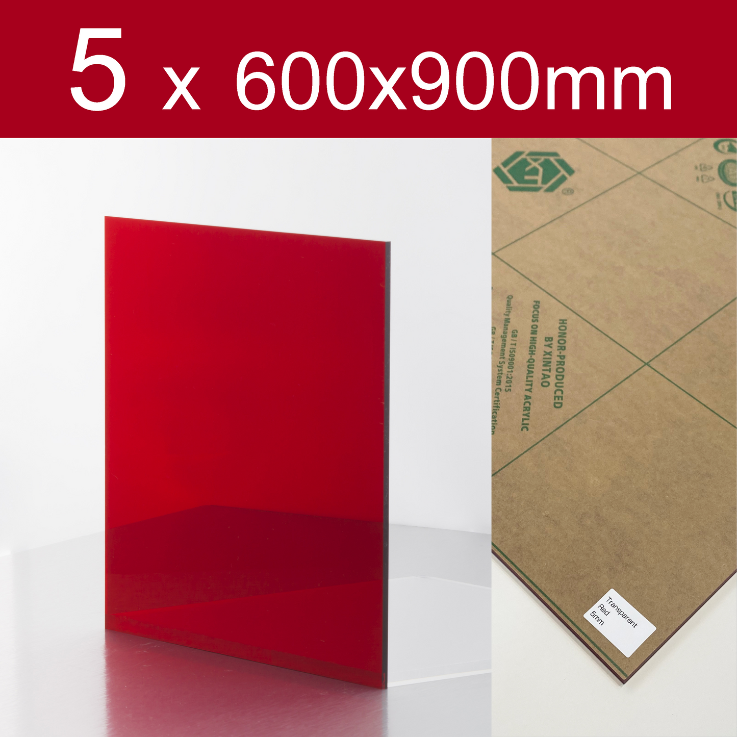 Transparent Red acrylic | Paper protection film