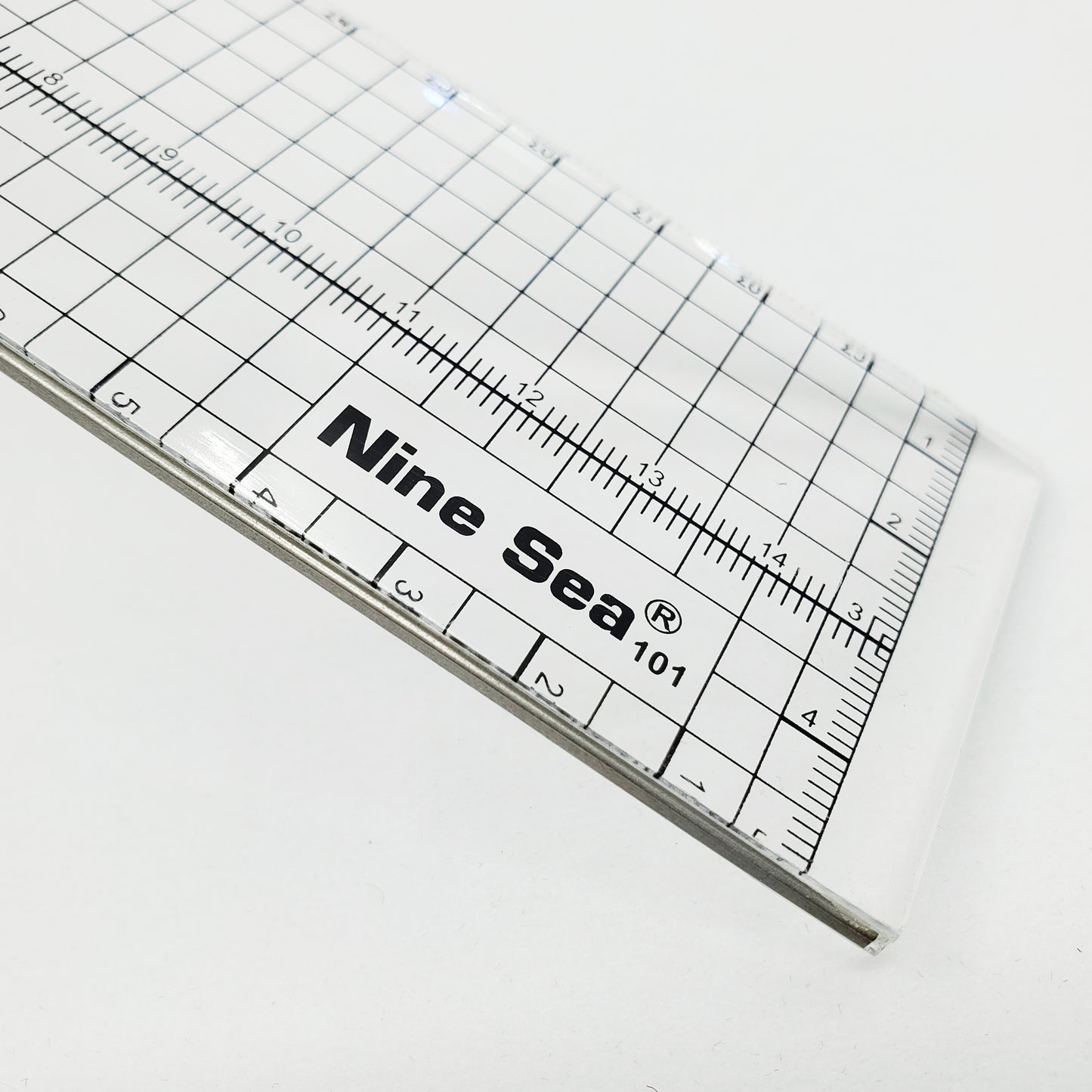 Transparent patchwork ruler with metal cutting edge | Nine Sea