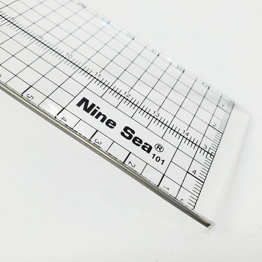 Transparent patchwork ruler with metal cutting edge | Nine Sea